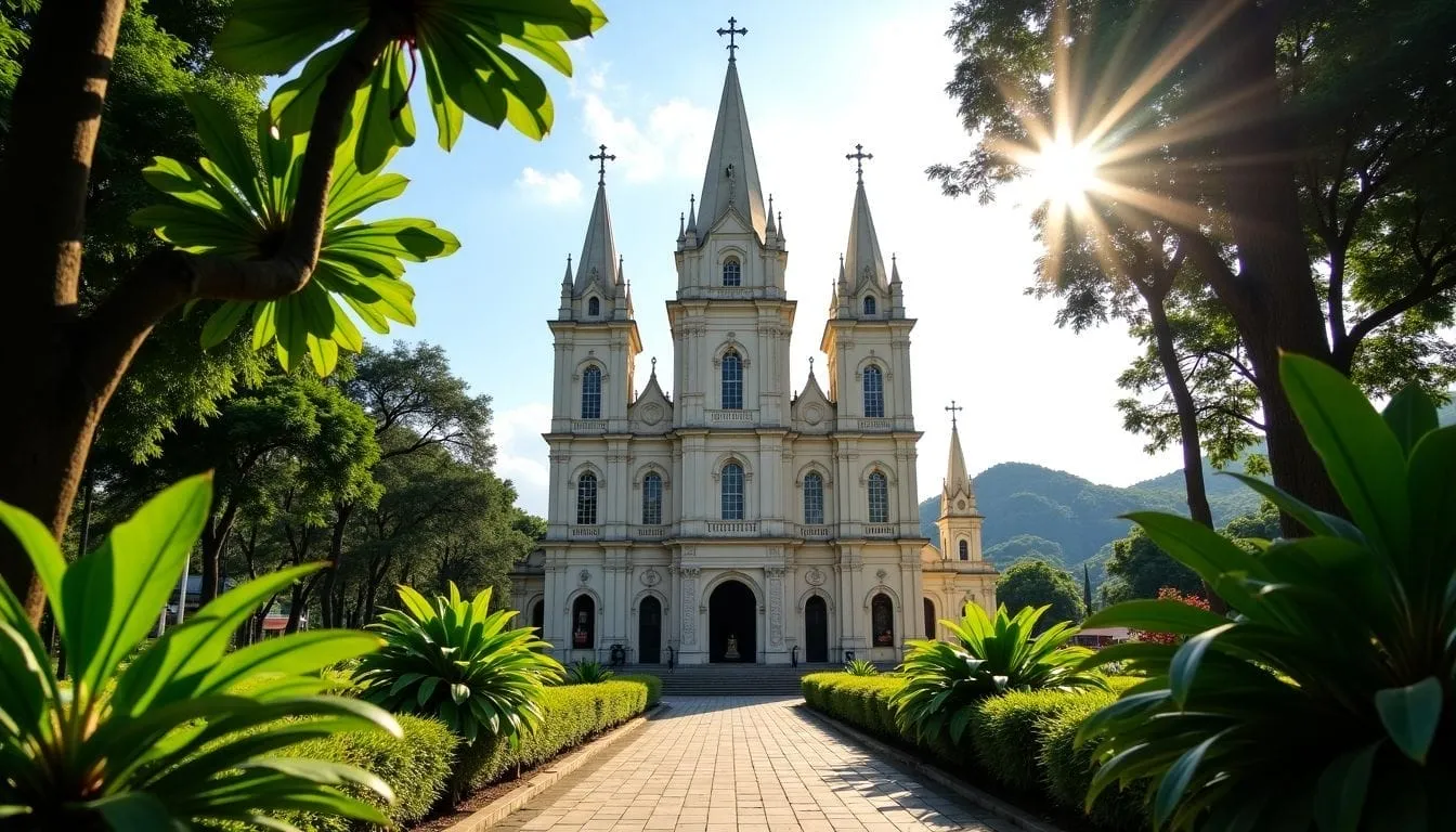 The Simala Shrine in Cebu, Philippines, features a stunning castle-like design. The Simala Shrine in Cebu, Philippines, features a stunning castle-like design.