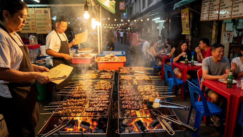 Night market barbecue scene in Cebu City